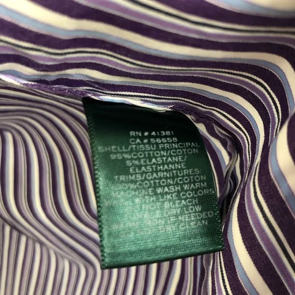 Ralph Lauren Women’s Purple and White Striped Dress Shirt - Picture 4 of 4